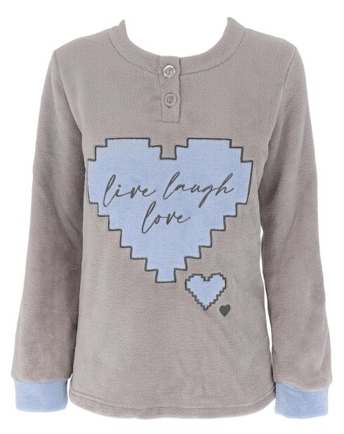 Pyjama manches longues & Pantalon Maora gris/bleu/rose