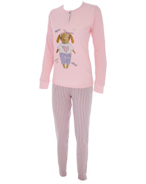 Pyjama manches longues & Pantalon Vittoria rose