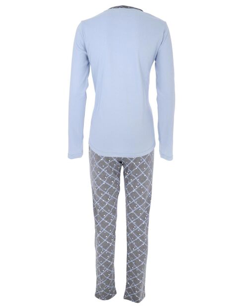 Pyjama manches longues & Pantalon Eloïne bleu/gris