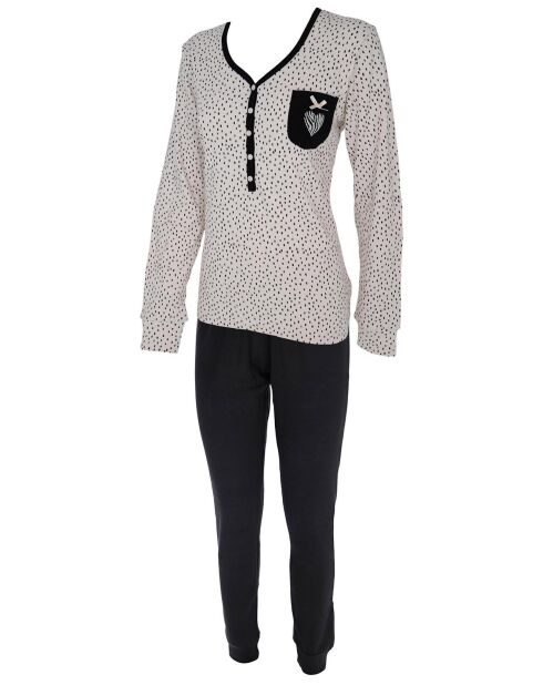 Pyjama manches longues & Pantalon Eden noir/blanc