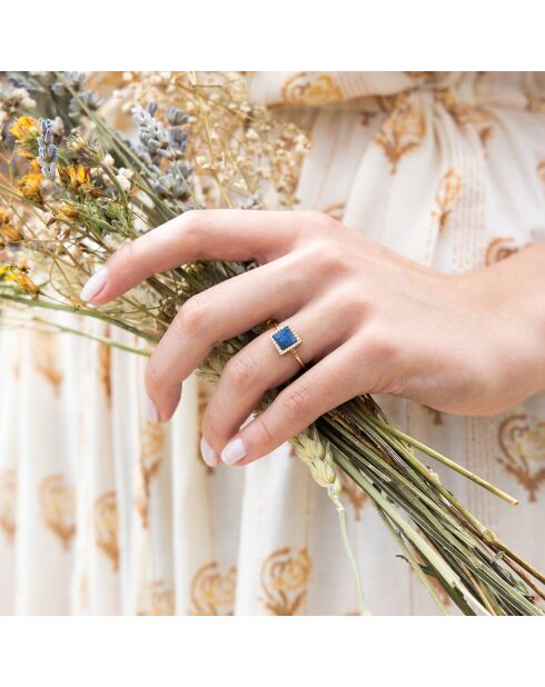 Bague Fiona Lapis en laiton doré