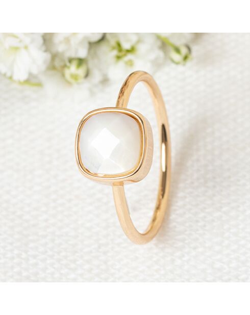Bague Adélie Nacre blanche en laiton doré
