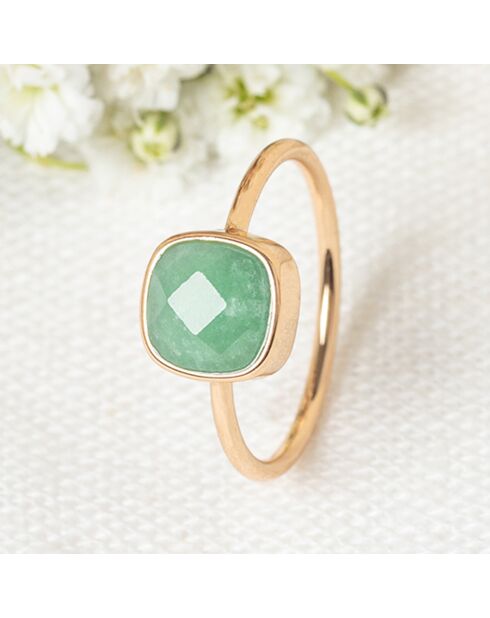 Anillo Ella Aventurine verde en latón dorado