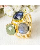 Bague Elsa Labradorite, Aventurine & Iolite en laiton doré