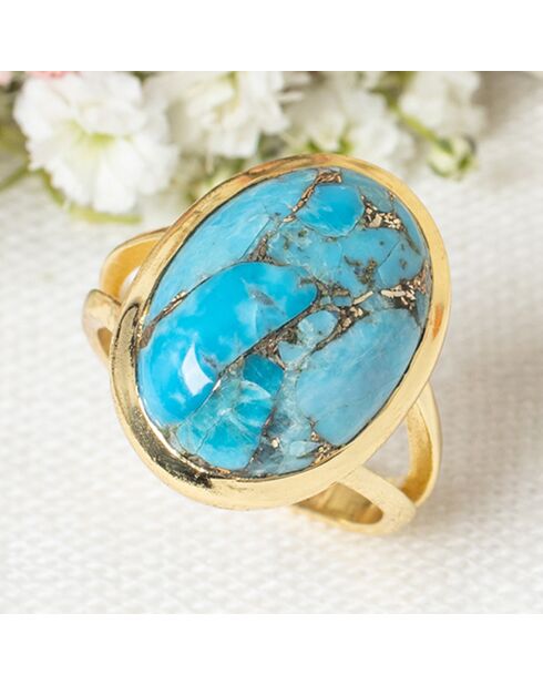 Bague Amelia Turquoise en laiton doré