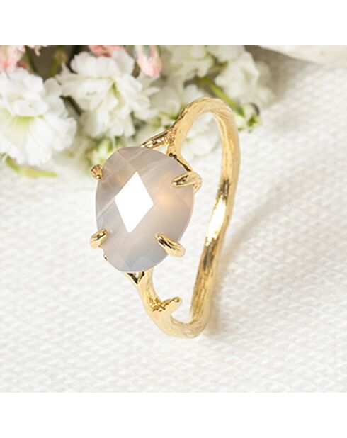 Bague Lily Agate en laiton doré