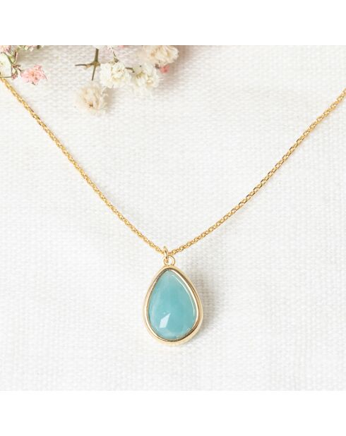 Louane Amazoniet groene halsketting in verguld messing