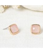 Boucles d'oreilles Lina Quartz rose en laiton doré