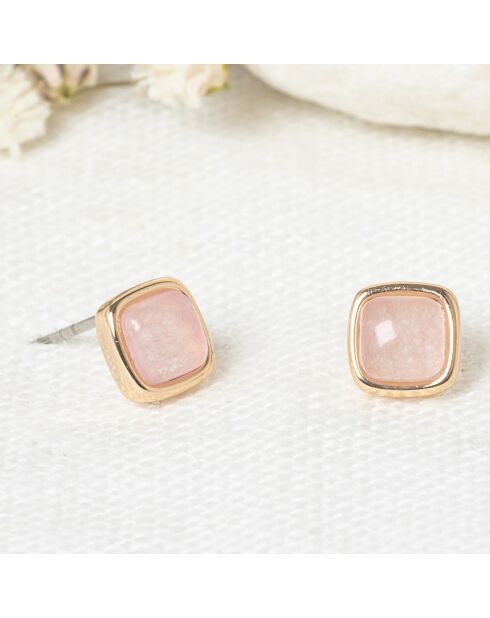 Boucles d'oreilles Lina Quartz rose en laiton doré