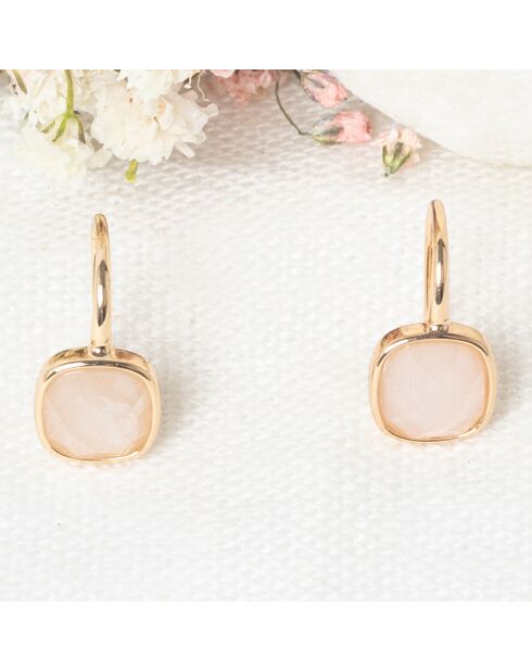 Boucles d'oreilles Ella Quartz rose en laiton doré