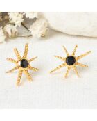 Zwarte onyx steroorbellen in goudmessing