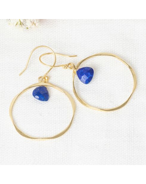 Boucles d'oreilles Véro Lapis Lazuli en laiton doré