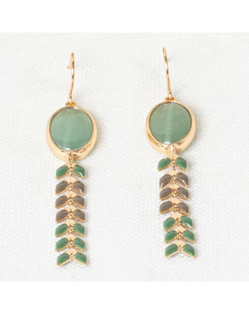 Orecchini Santelena Aventurine in ottone dorato