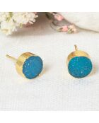 Boucle d'oreilles Noémie Drusy Bleu en Laiton doré