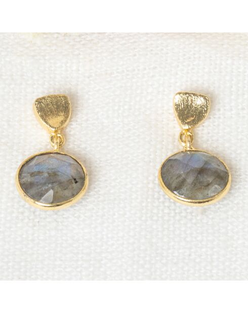 Boucles d'oreilles Tracy Labradorite en laiton doré