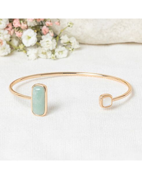 Jonc Dorine Nacre & Amazonite en laiton doré