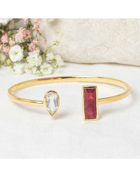 Jonc Anaîs Agate & Cristal en laiton doré