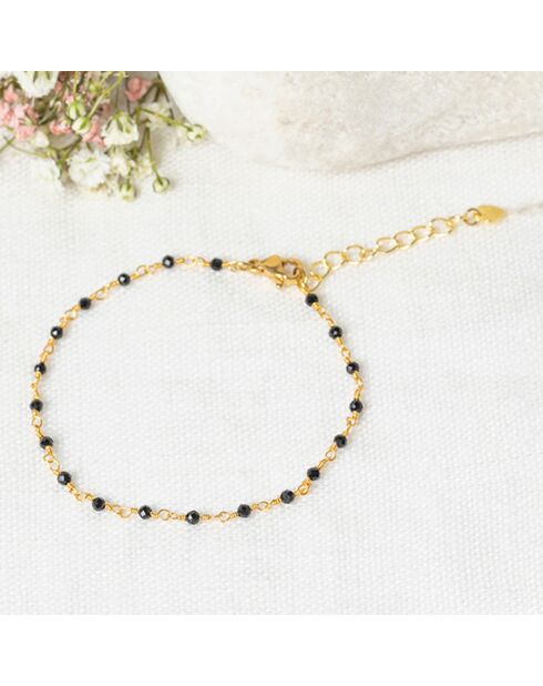Bracelet Elisa Jade noire en laiton doré