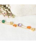 Bracelet Théa Onyx verte, Cornaline & Améthyste en laiton doré