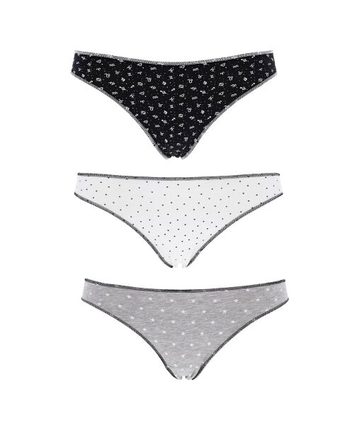 3 Culottes Salomé noir/blanc/gris