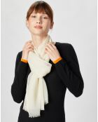 Écharpe en Laine & Soie Voile écrue - 50x180 cm