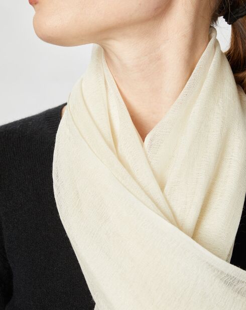 Écharpe en Laine & Soie Voile écrue - 50x180 cm