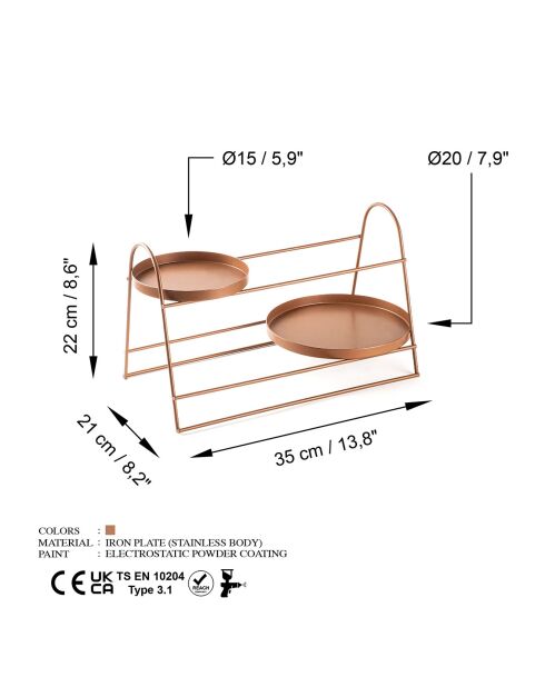Accessoire décoratif en métal cuivré - 35x22x21 cm