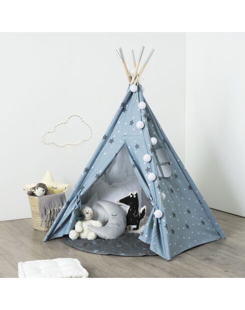 Tipi 5 Pieds bleu  - 130x130x160 cm