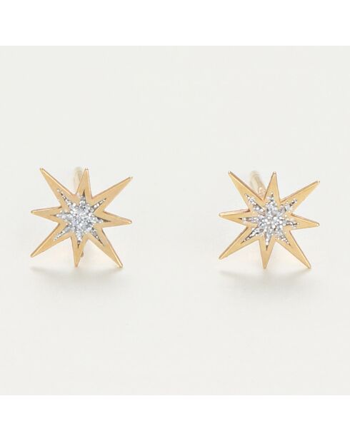 Boucles d'oreilles Mon étoile Zirconium or jaune