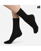 8 Paires de Chaussettes en pur coton noirs