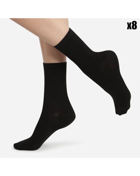 8 Paires de Chaussettes en pur coton noirs