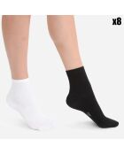 8 Paires de Chaussettes coton blanc/noir