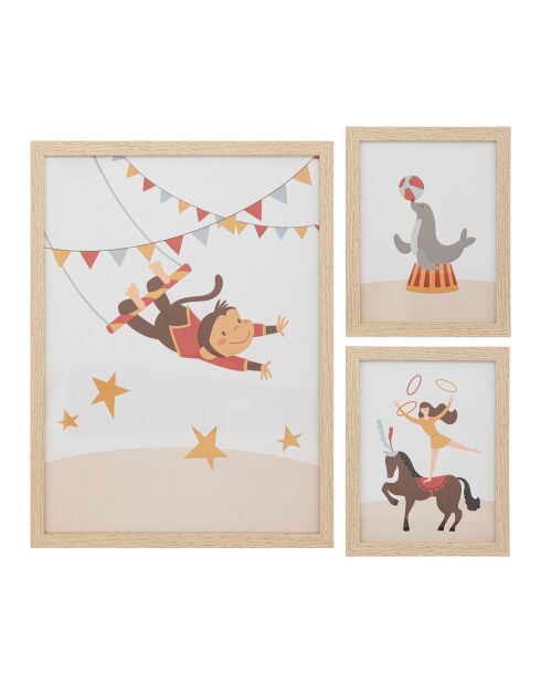 3 Cadres Circus beiges - 30x1.5x40 cm