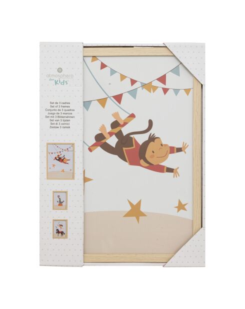 3 Cadres Circus beiges - 30x1.5x40 cm