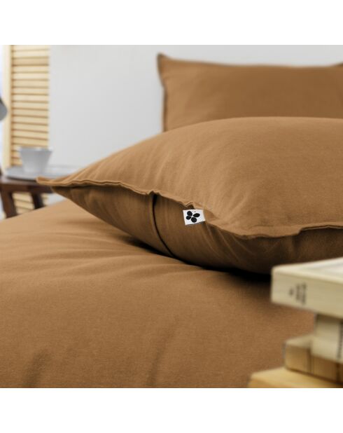 Taie d'oreiller en Flanelle Candice camel