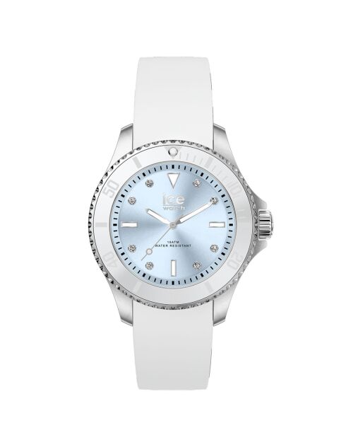 Montre Femme en Silicone Ice Steel Small 3H blanc/bleu pastel