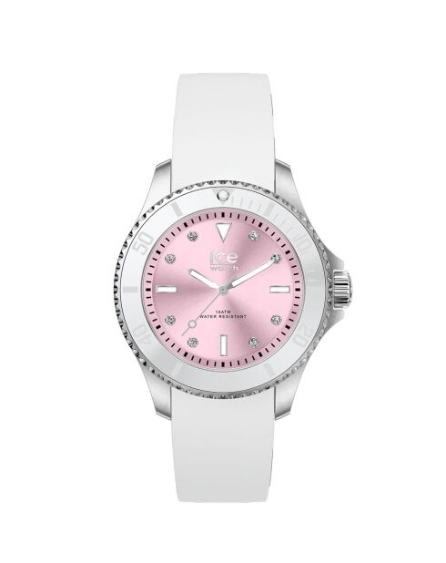 Montre Femme en Silicone Ice Steel Small 3H blanc/rose pastel