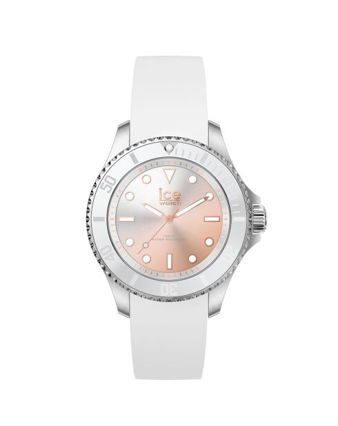Montre Femme en Silicone Ice Steel Small 3H blanc/rose