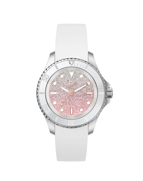 Montre Femme en Silicone Ice Steel Small 3H blanc/rose
