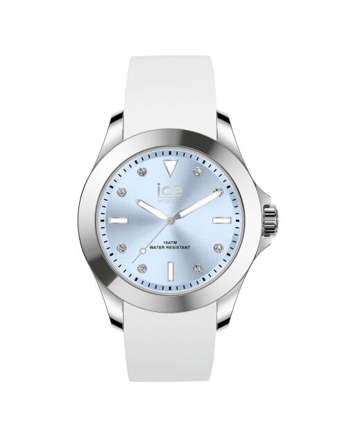 Montre Femme en Silicone Ice Steel Classic Medium 3H blanc/bleu pastel
