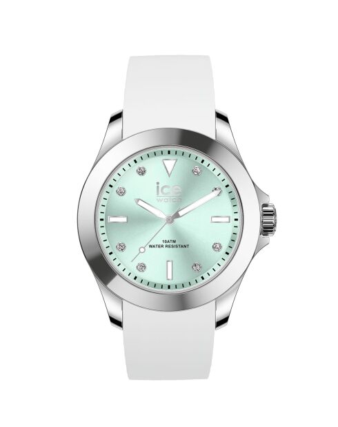 Montre Femme en Silicone Ice Steel Classic Medium 3H blanc/vert pastel