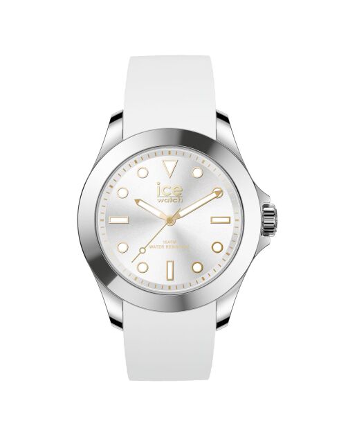 Montre Femme en Silicone Ice Steel Classic Medium 3H blanc/doré