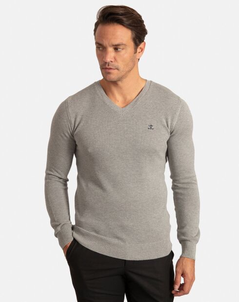 Pull Col V kevin gris melangé