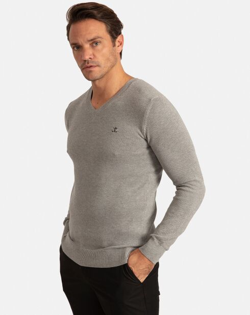 Pull Col V kevin gris melangé