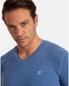 Pull Col V Liva bleu