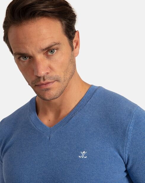 Pull Col V Liva bleu