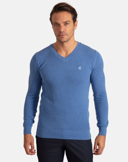 Pull Col V Liva bleu