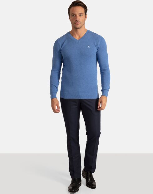 Pull Col V Liva bleu