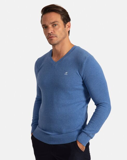 Pull Col V Liva bleu