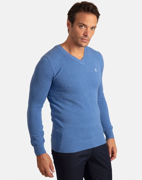 Pull Col V Liva bleu